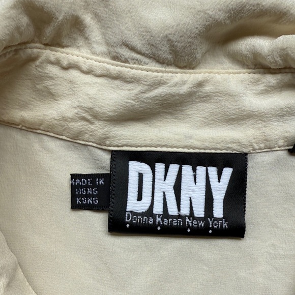DKNY 100% Silk Ivory Button-Up Blouse *small flaw* - Picture 7 of 16